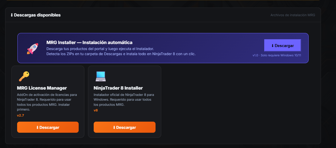 Descargas Disponibles del portal